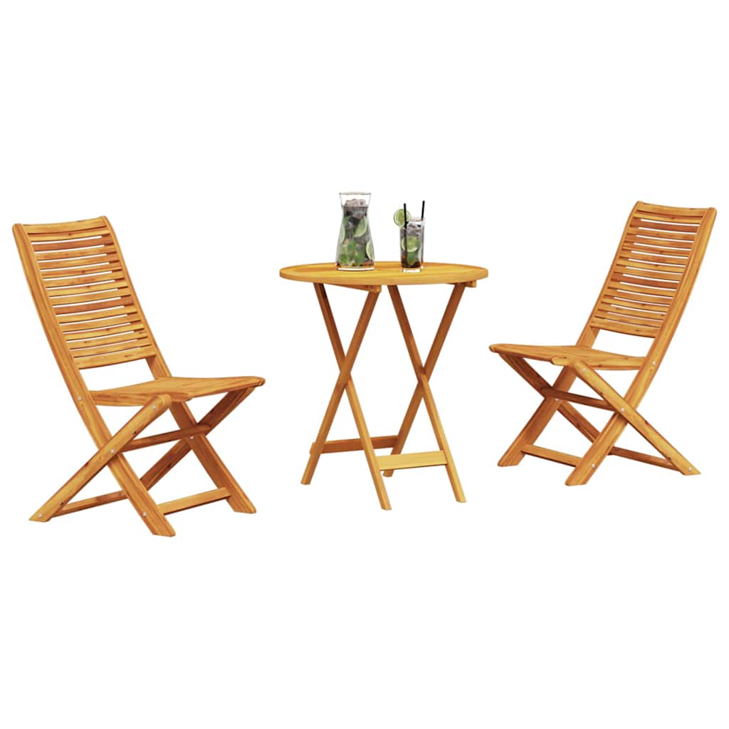 Ensemble bistro pliant 3 pcs Marron Bois d'Acacia Massif - XIOS