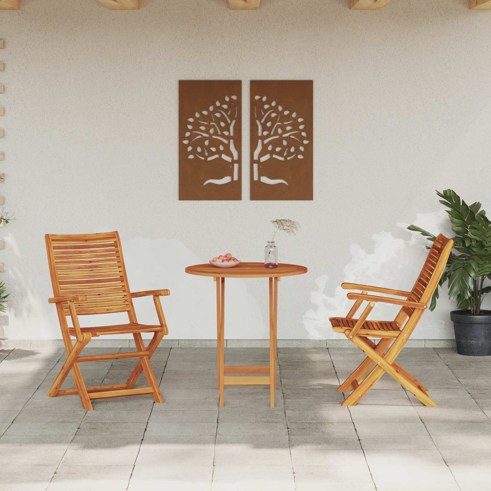 Ensemble bistro pliant 3 pcs Marron Bois d'Acacia Massif - XIOS