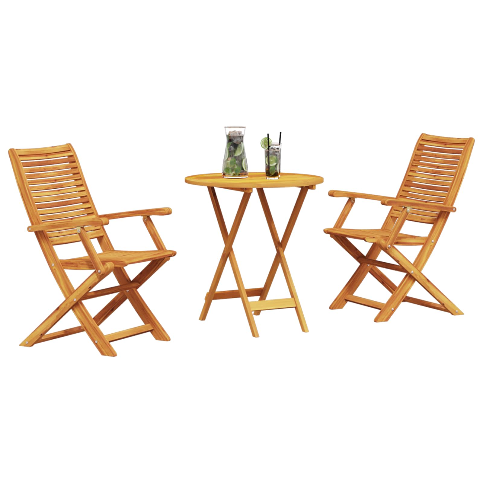 Ensemble bistro pliant 3 pcs Marron Bois d'Acacia Massif - XIOS