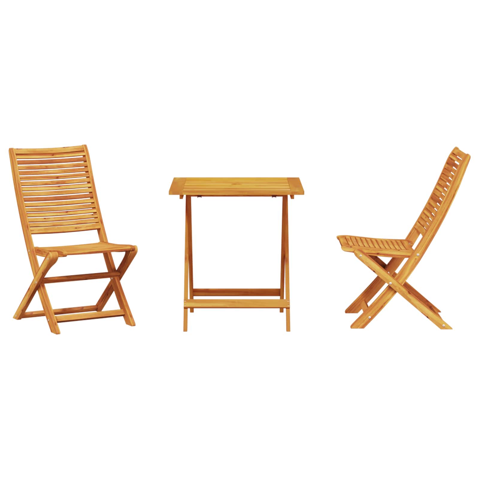 Ensemble bistro pliant 3 pcs Marron Bois d'Acacia Massif - XIOS