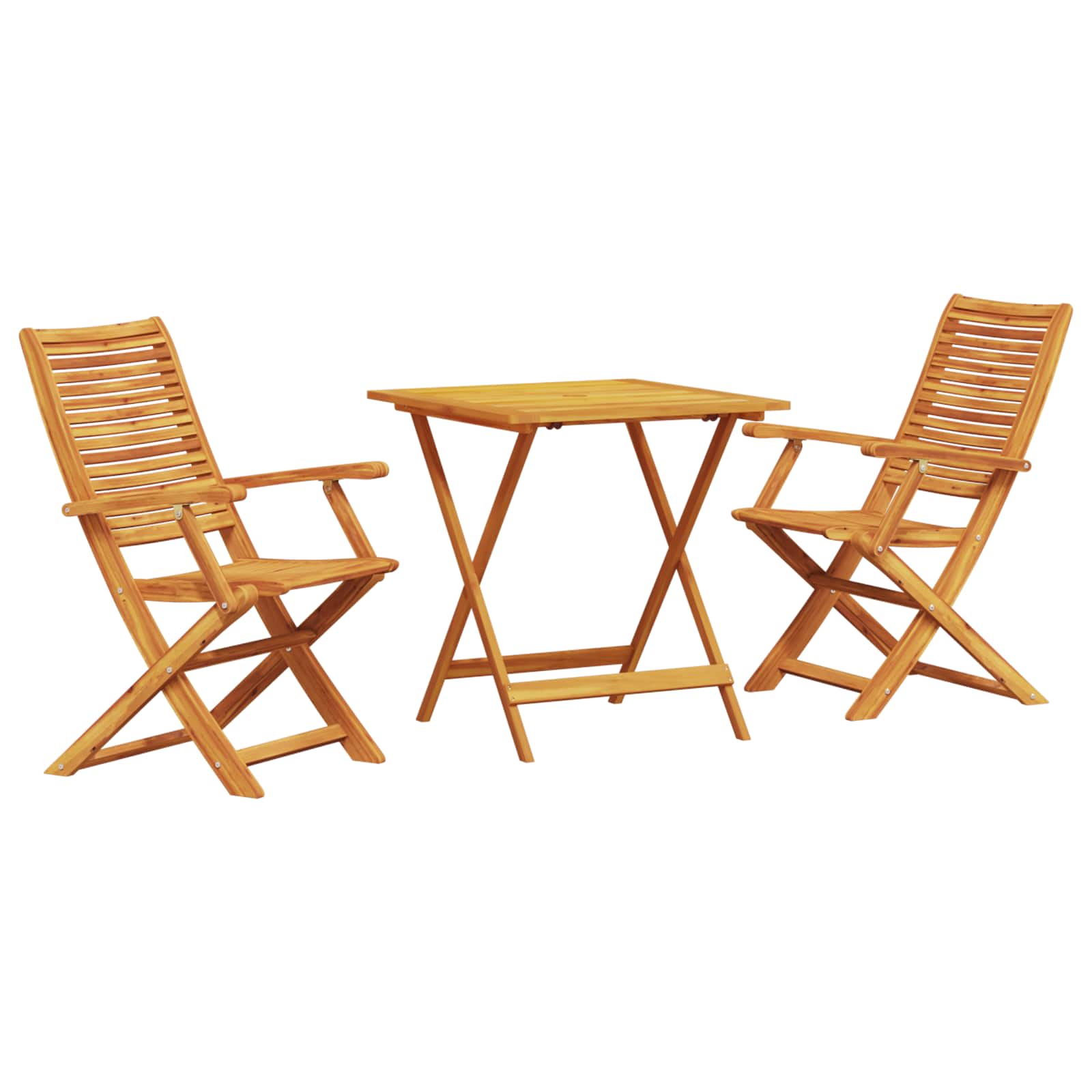 Ensemble bistro pliant 3 pcs Marron Bois d'Acacia Massif - XIOS