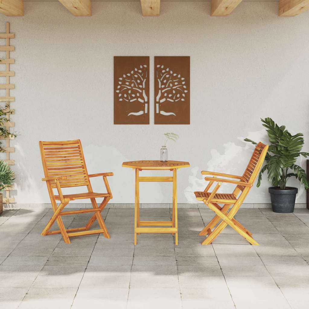 Ensemble bistro pliant 3 pcs Marron Bois d'Acacia Massif - XIOS