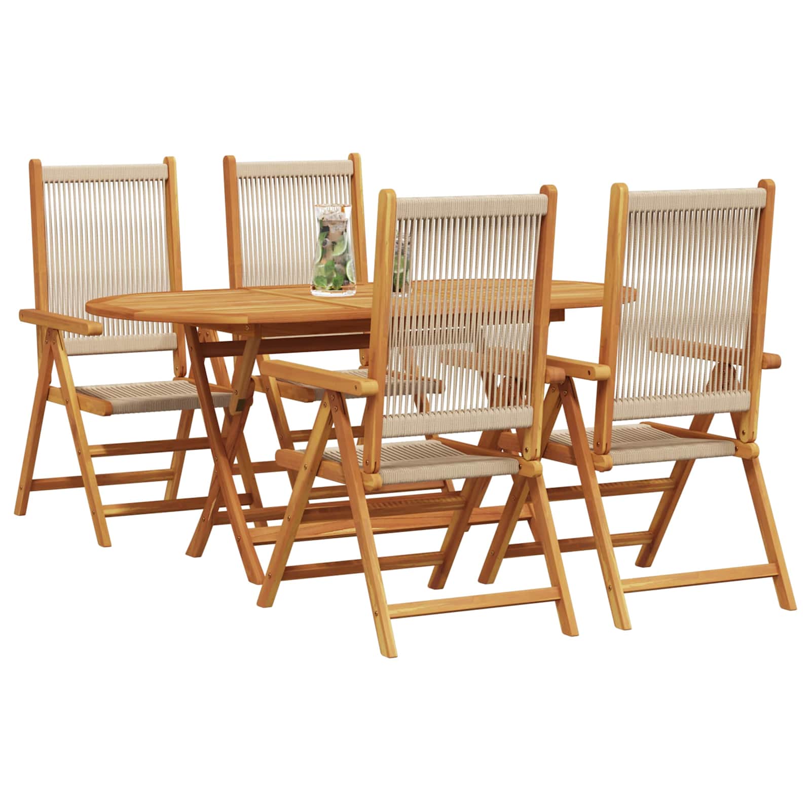 Ensemble de salle à manger pour jardin 5 pc Beige