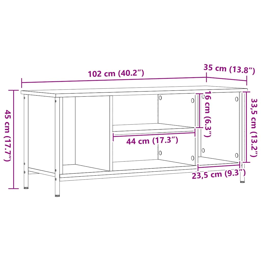 Meuble TV Bois ancien 102 x 35 x 45 cm Bois d'ingénierie - XIOS
