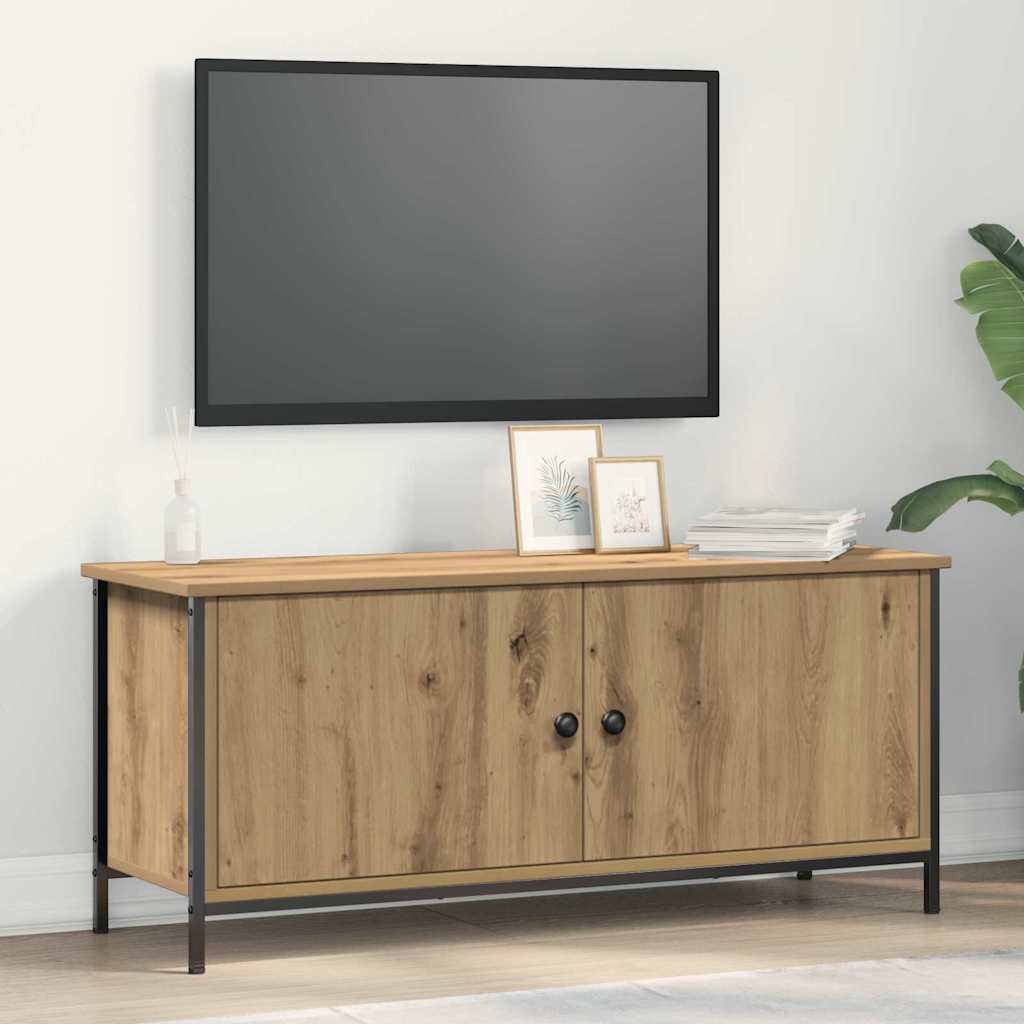 Meuble TV Chêne artisanal 100 x 35 x 45 cm Bois d'ingénierie