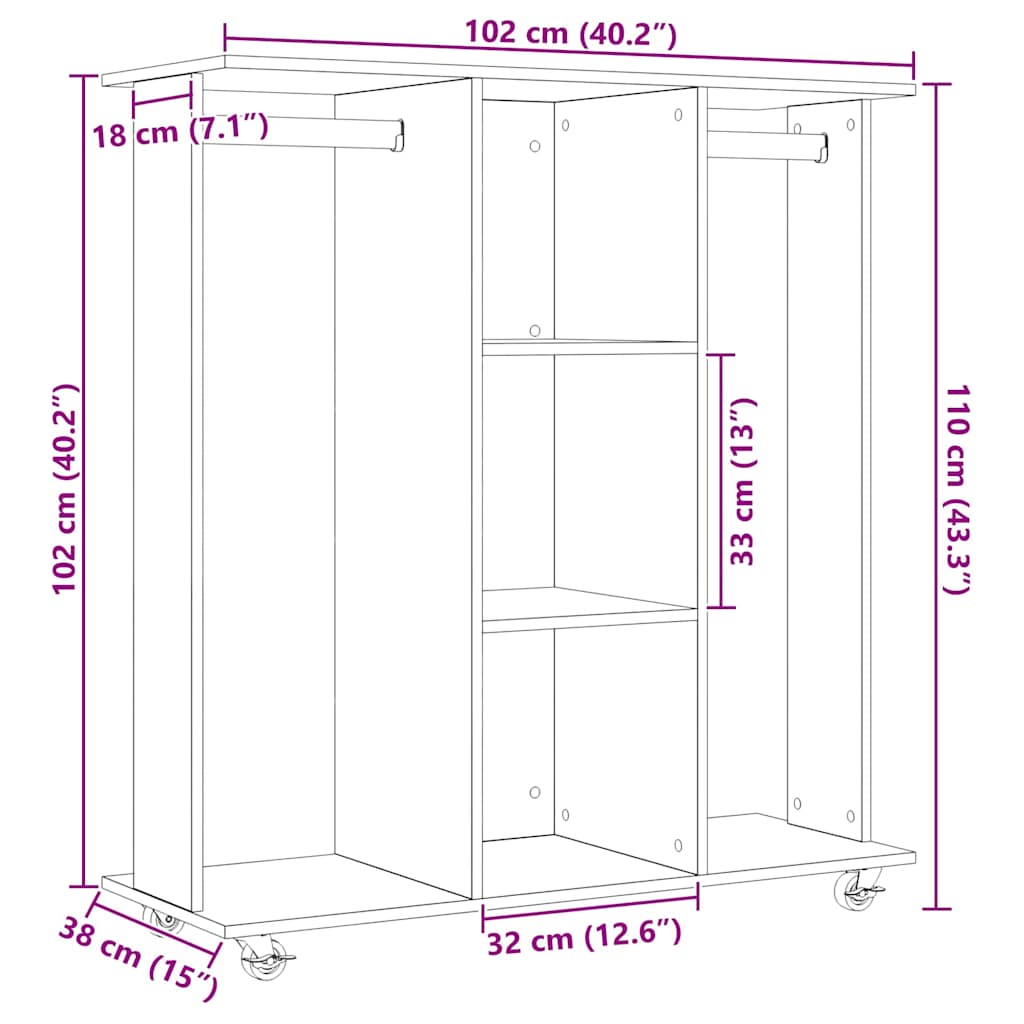 Armoire Chêne noir 102 x 38 x 110 cm Bois d'ingénierie - XIOS