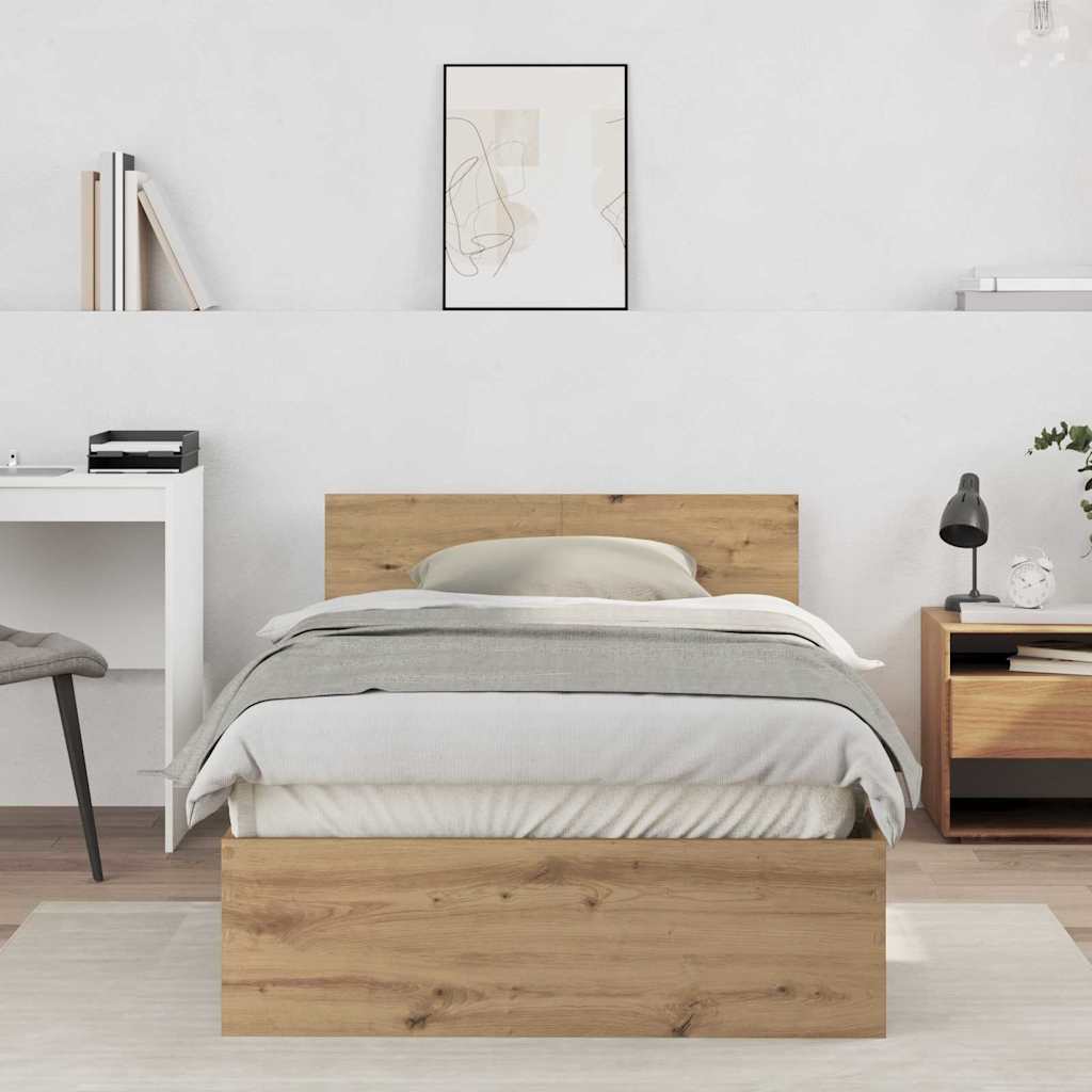 Cadre de lit Chêne artisanal 100 x 200 cm Bois d'ingénierie - XIOS