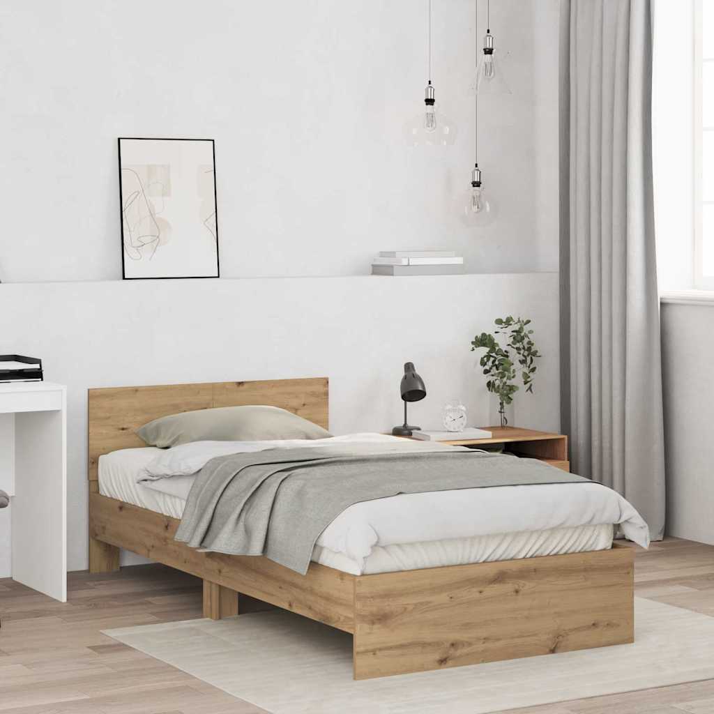 Cadre de lit Chêne artisanal 100 x 200 cm Bois d'ingénierie - XIOS