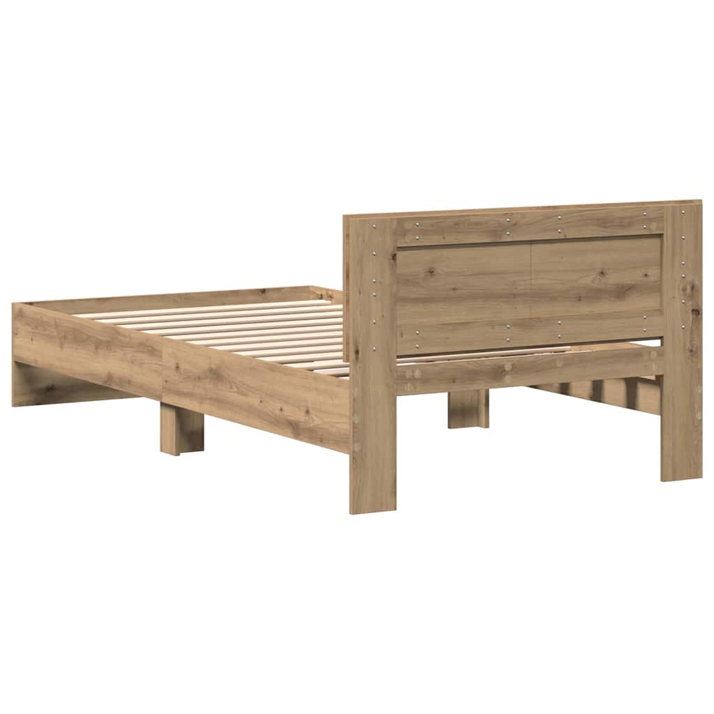 Cadre de lit Chêne artisanal 100 x 200 cm Bois d'ingénierie - XIOS