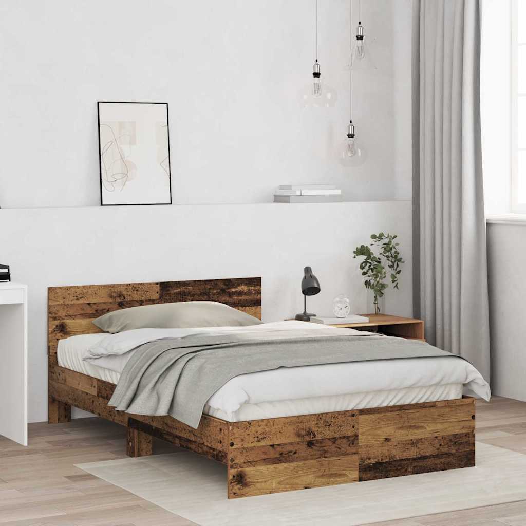 Cadre de lit avec tête de lit Bois Ancien 120 x 190 cm - XIOS