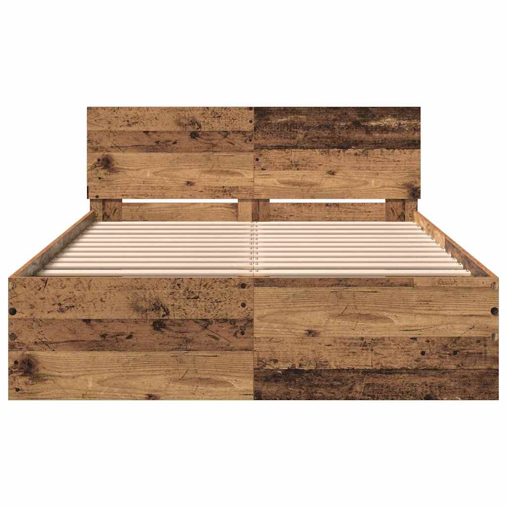 Cadre de lit avec tête de lit Bois Ancien 120 x 190 cm - XIOS