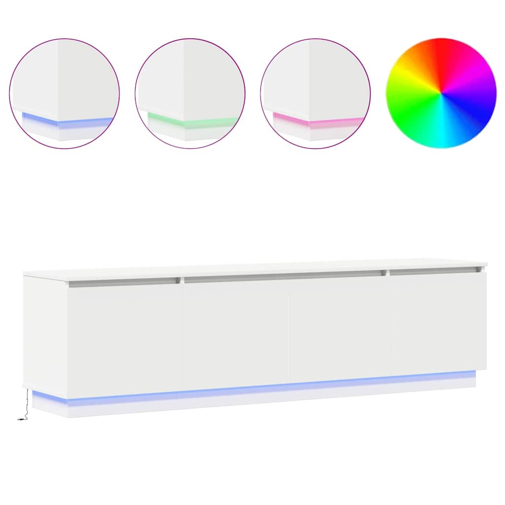 Meuble TV avec LED Blanc 180 x 38 x 49 cm Bois d'ingénierie - XIOS