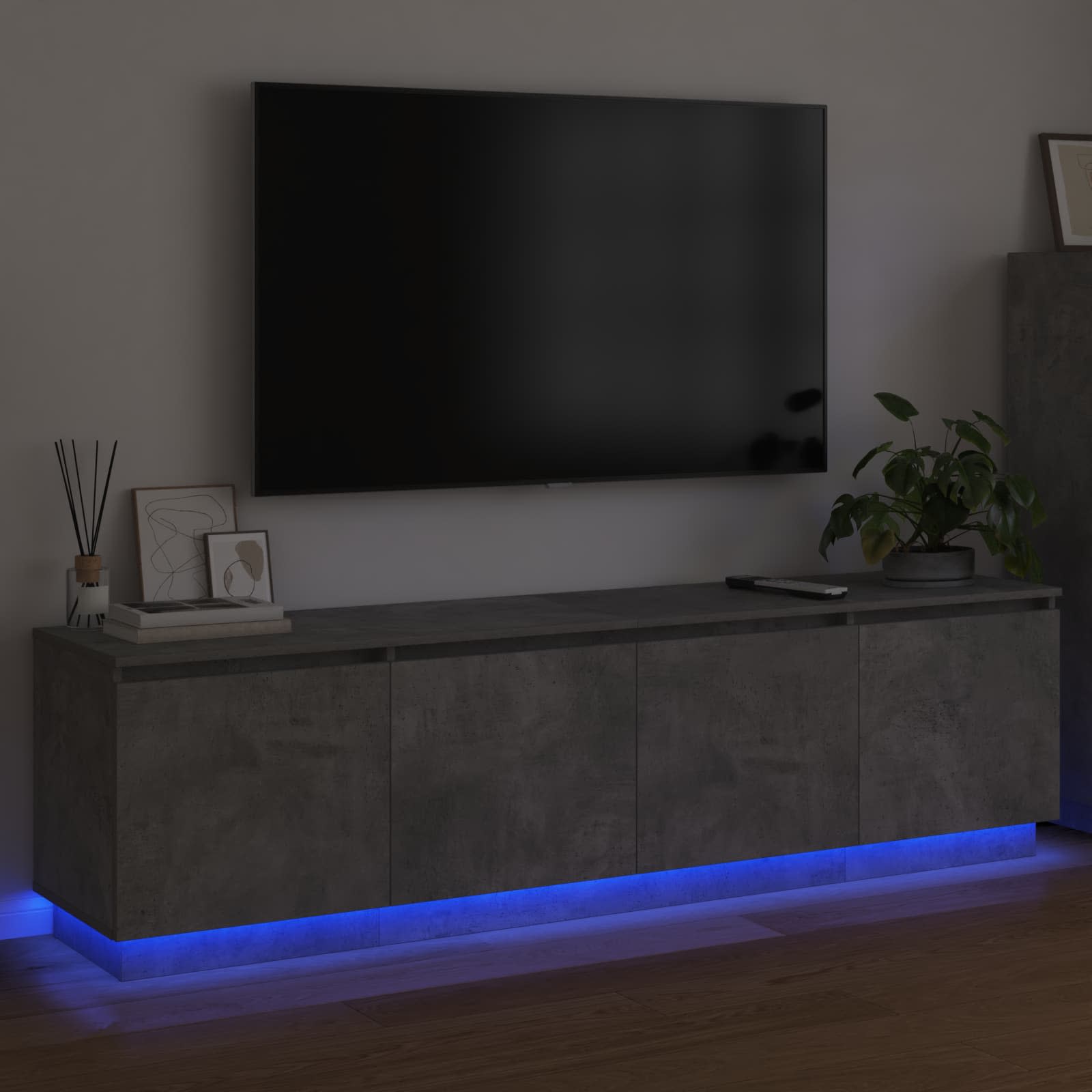 Meuble TV 180 x 38 x 49 cm Gris béton Bois d'ingénierie