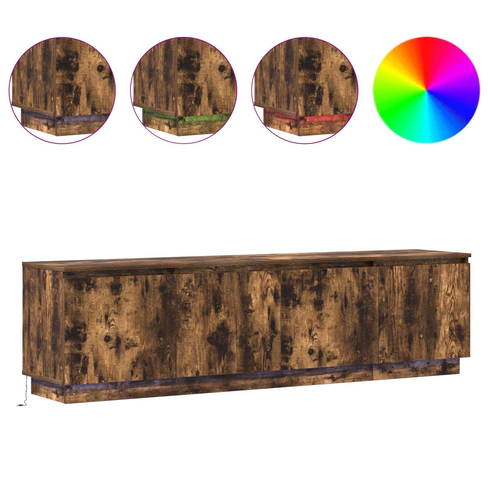 Meuble TV 180 x 38 x 49 cm Chêne fumé Bois d'ingénierie - XIOS
