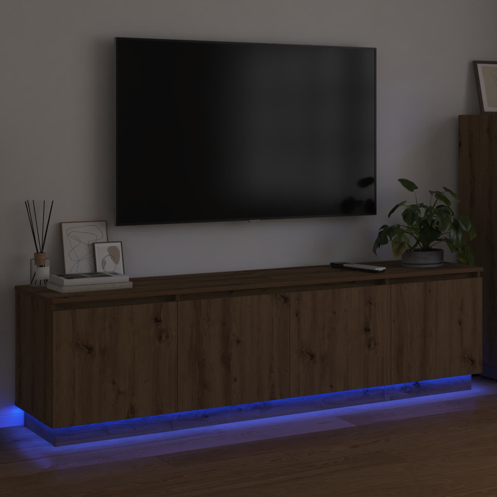 Meuble TV 180 x 38 x 49 cm Chêne artisanal Bois d'ingénierie - XIOS