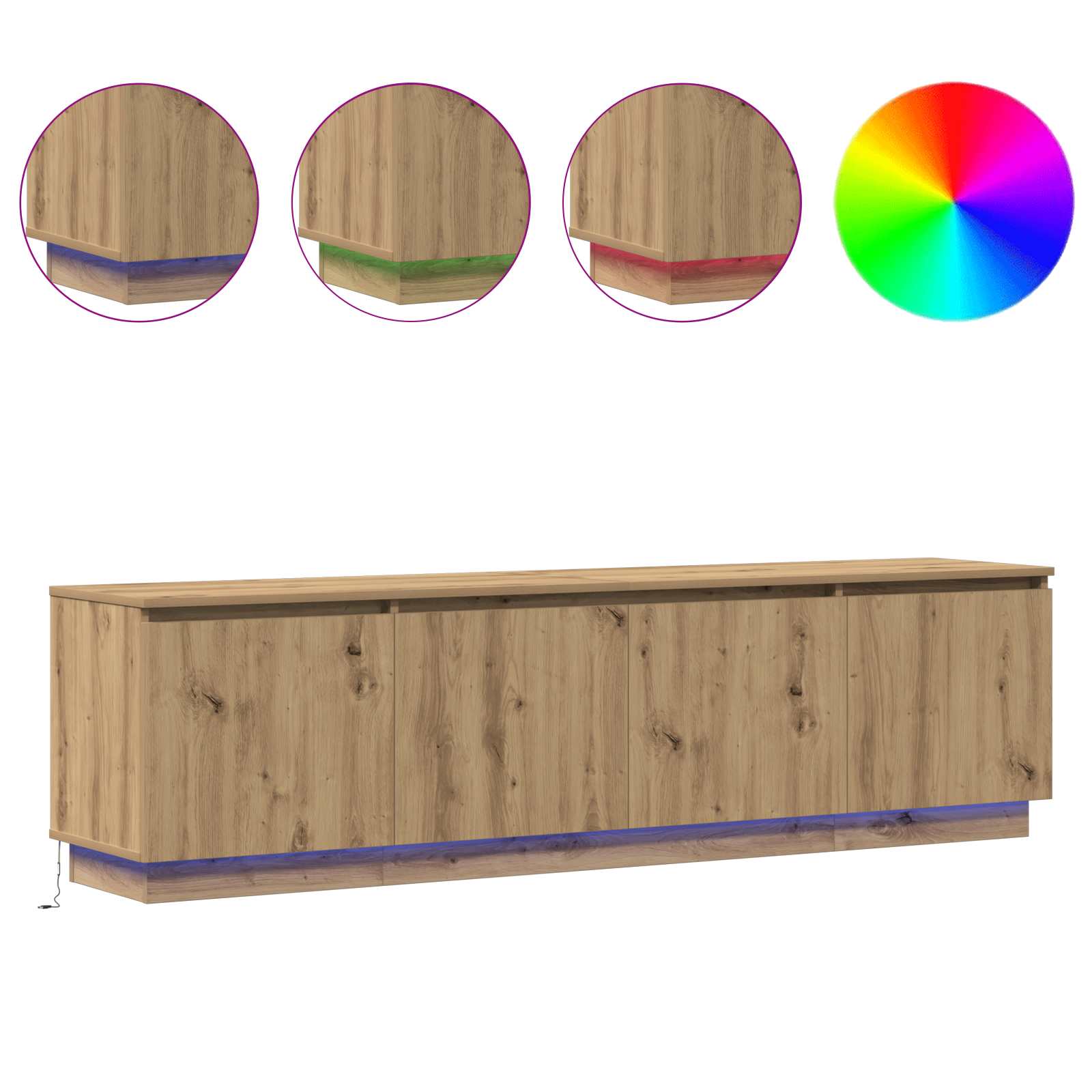 Meuble TV 180 x 38 x 49 cm Chêne artisanal Bois d'ingénierie - XIOS