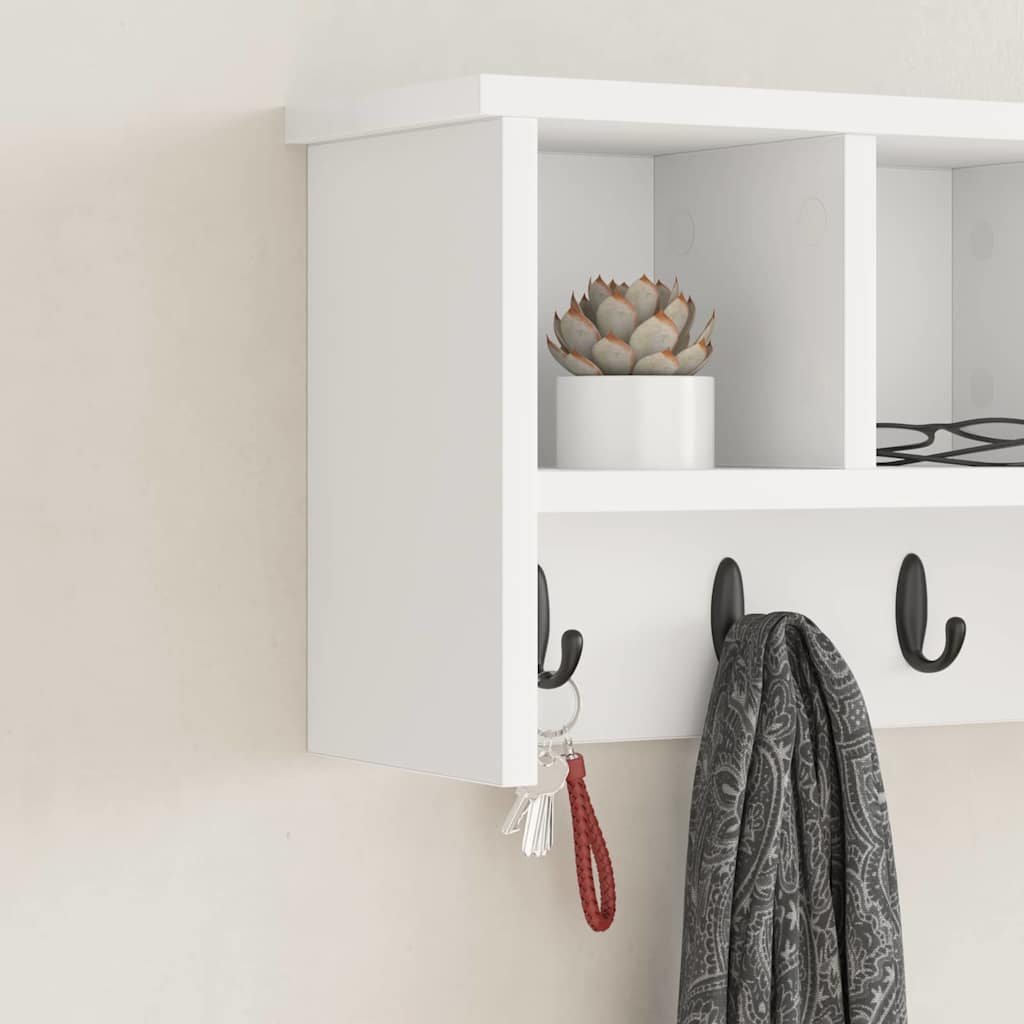Porte-manteau mural Blanc 50 x 16 x 26 cm Bois d'ingénierie