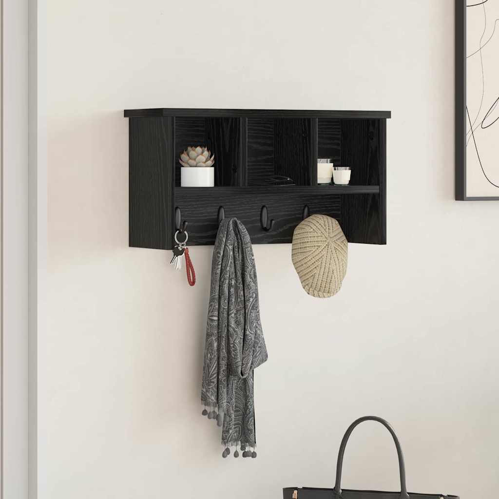 Porte-manteau mural avec étagère Chêne noir 50 x 16 x 26 cm