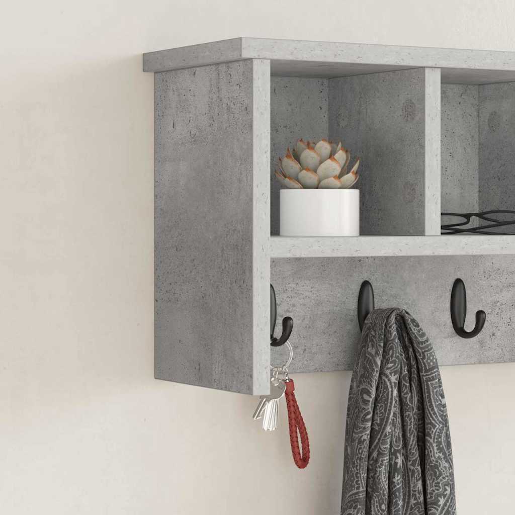 Porte-manteau mural avec étagère Gris béton 50 x 16 x 26 cm