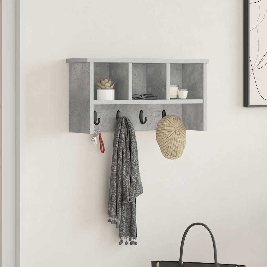Porte-manteau mural avec étagère Gris béton 50 x 16 x 26 cm
