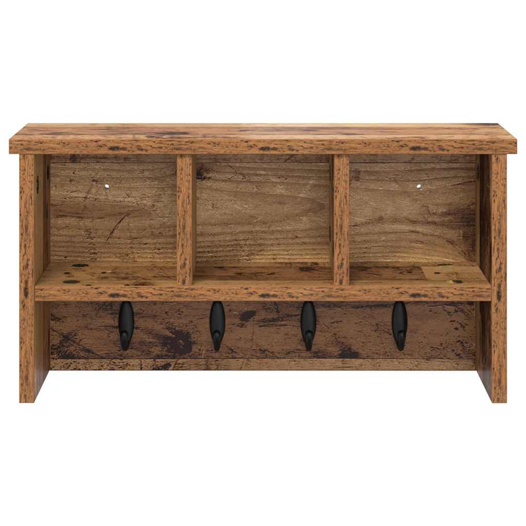 Porte-manteau mural avec étagère Bois ancien 50 x 16 x 26 cm - XIOS