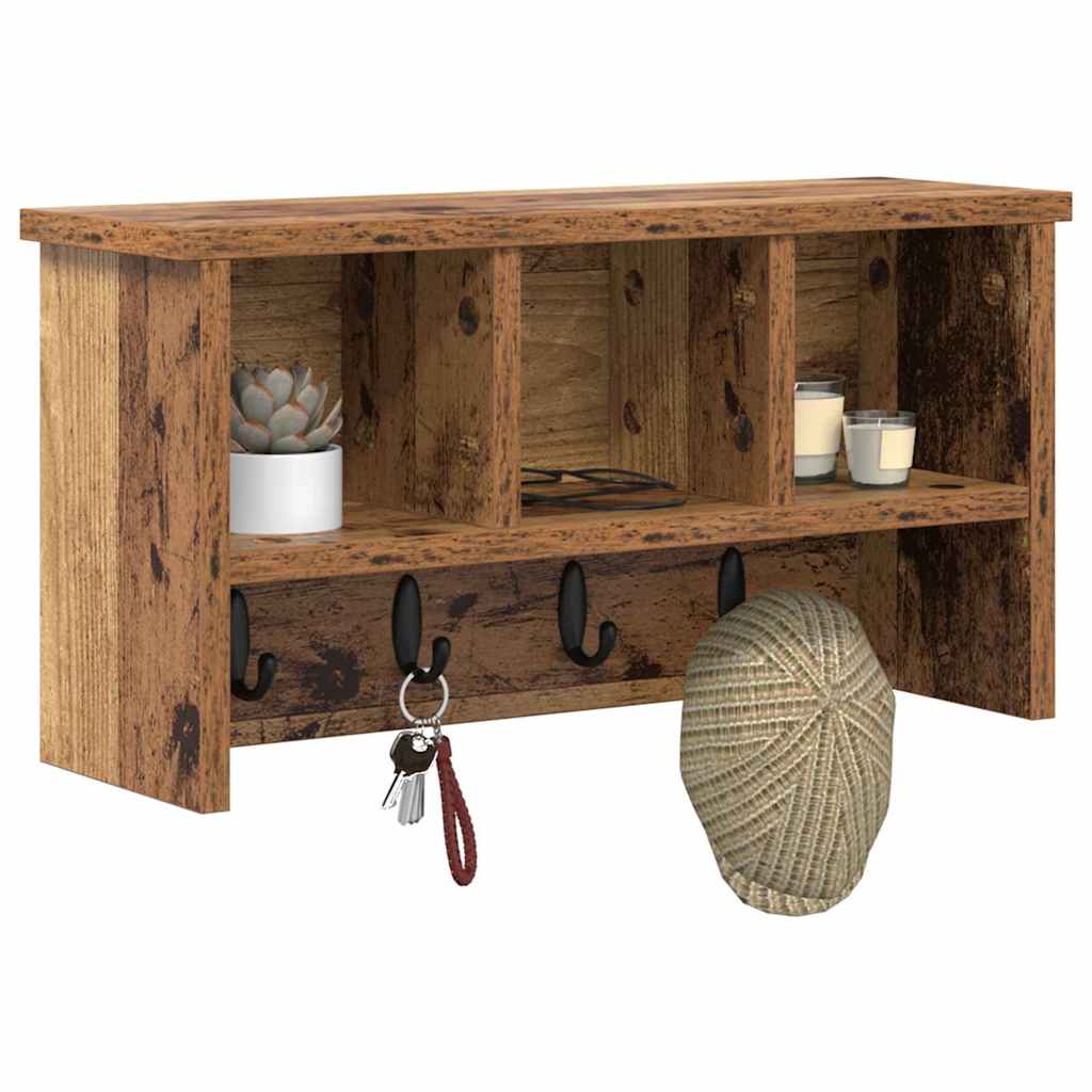 Porte-manteau mural avec étagère Bois ancien 50 x 16 x 26 cm - XIOS