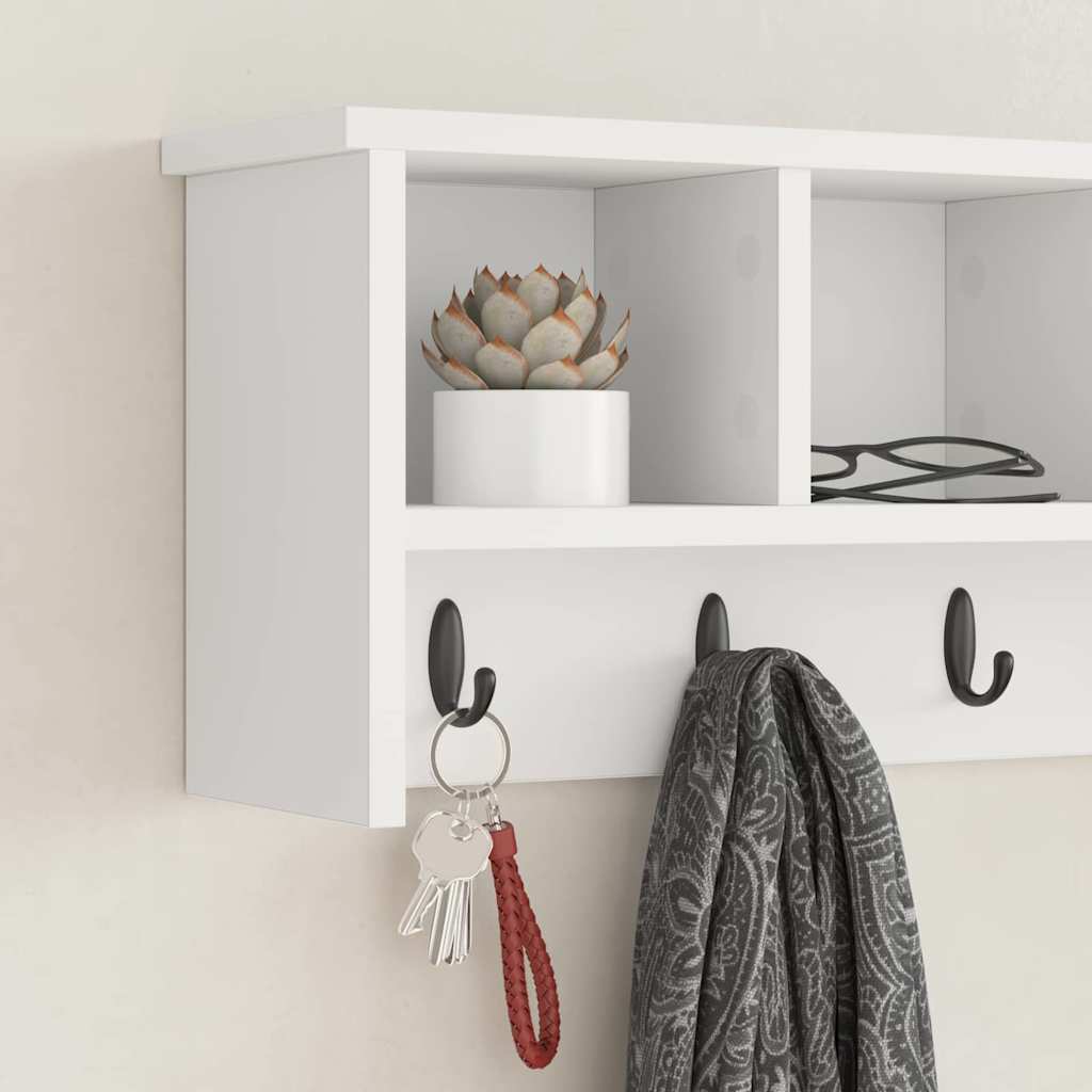 Porte-manteau mural Blanc 75 x 16 x 26 cm Bois d'ingénierie