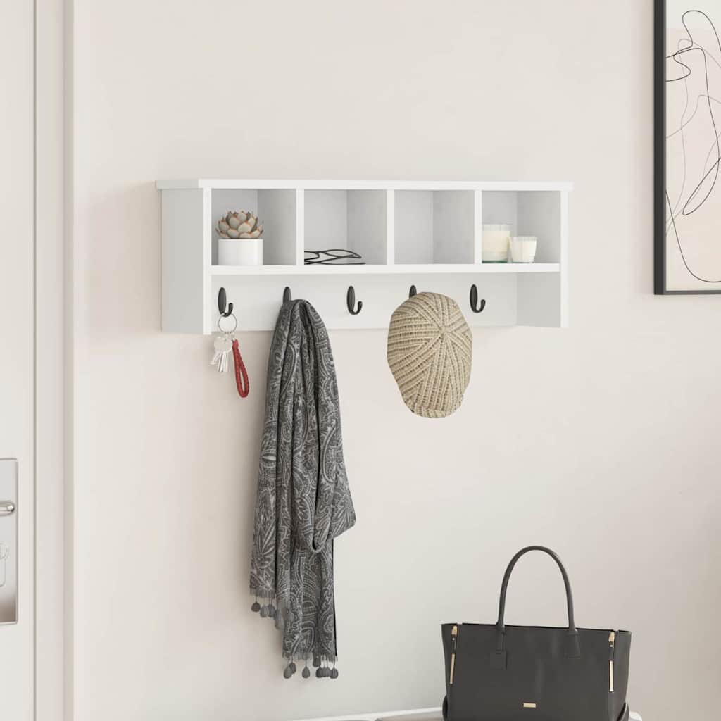Porte-manteau mural Blanc 75 x 16 x 26 cm Bois d'ingénierie