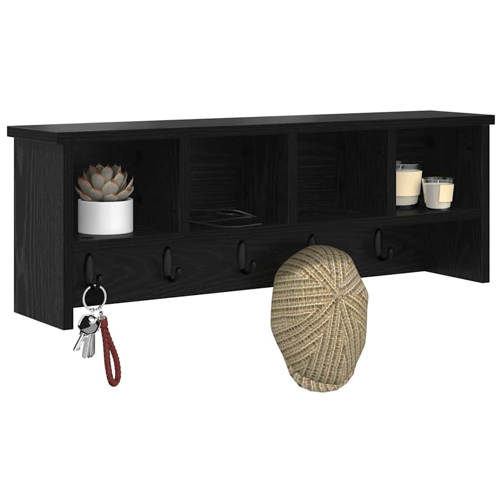 Porte-manteau mural avec étagère Chêne noir 75 x 16 x 26 cm - XIOS