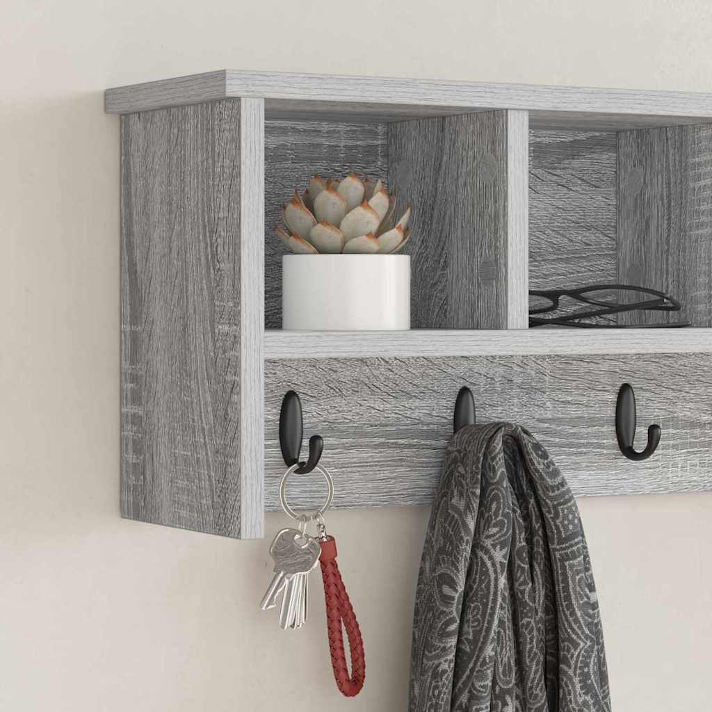 Porte-manteau mural avec étagère Sonoma gris 75 x 16 x 26 cm