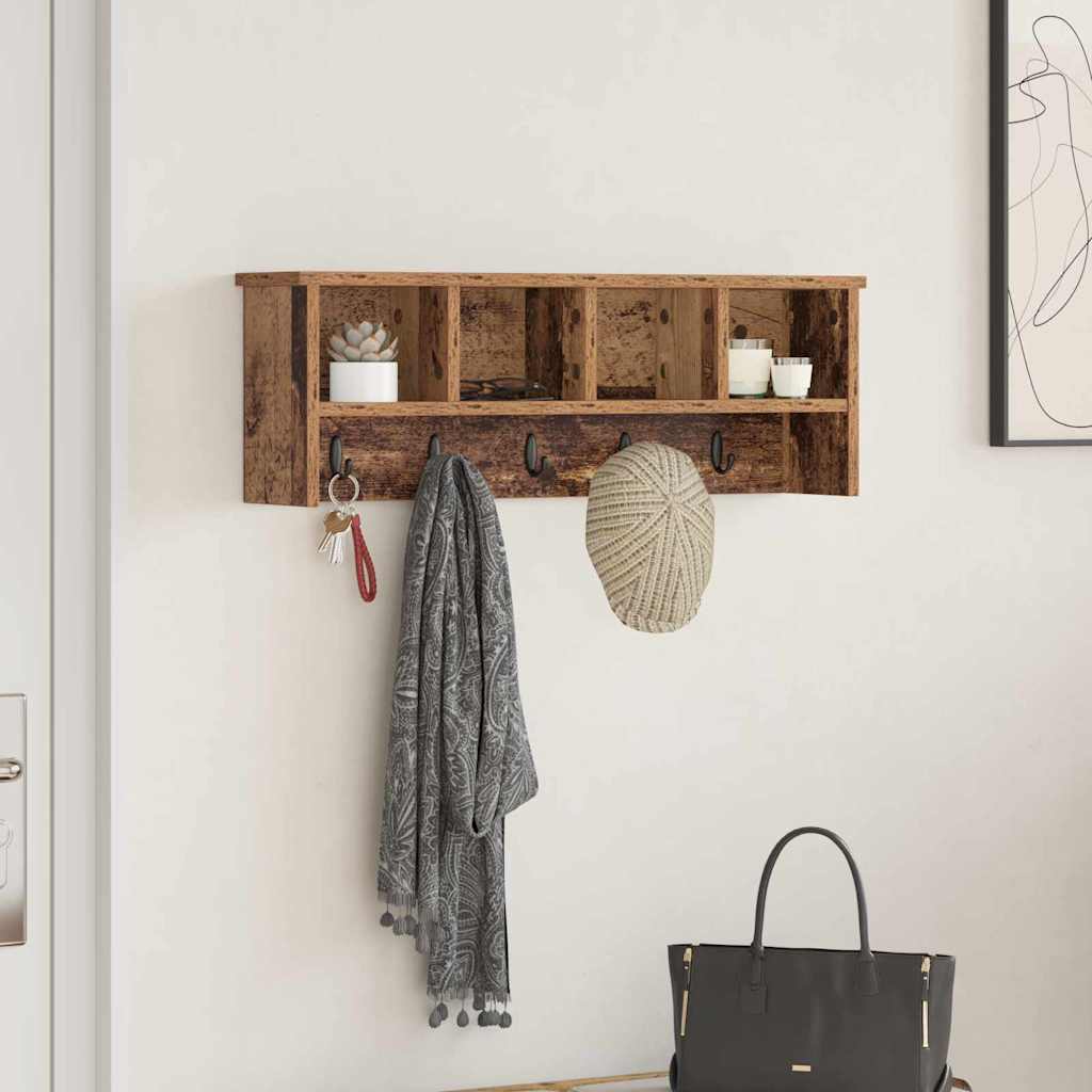 Porte-manteau mural avec étagère Bois ancien 75 x 16 x 26 cm - XIOS