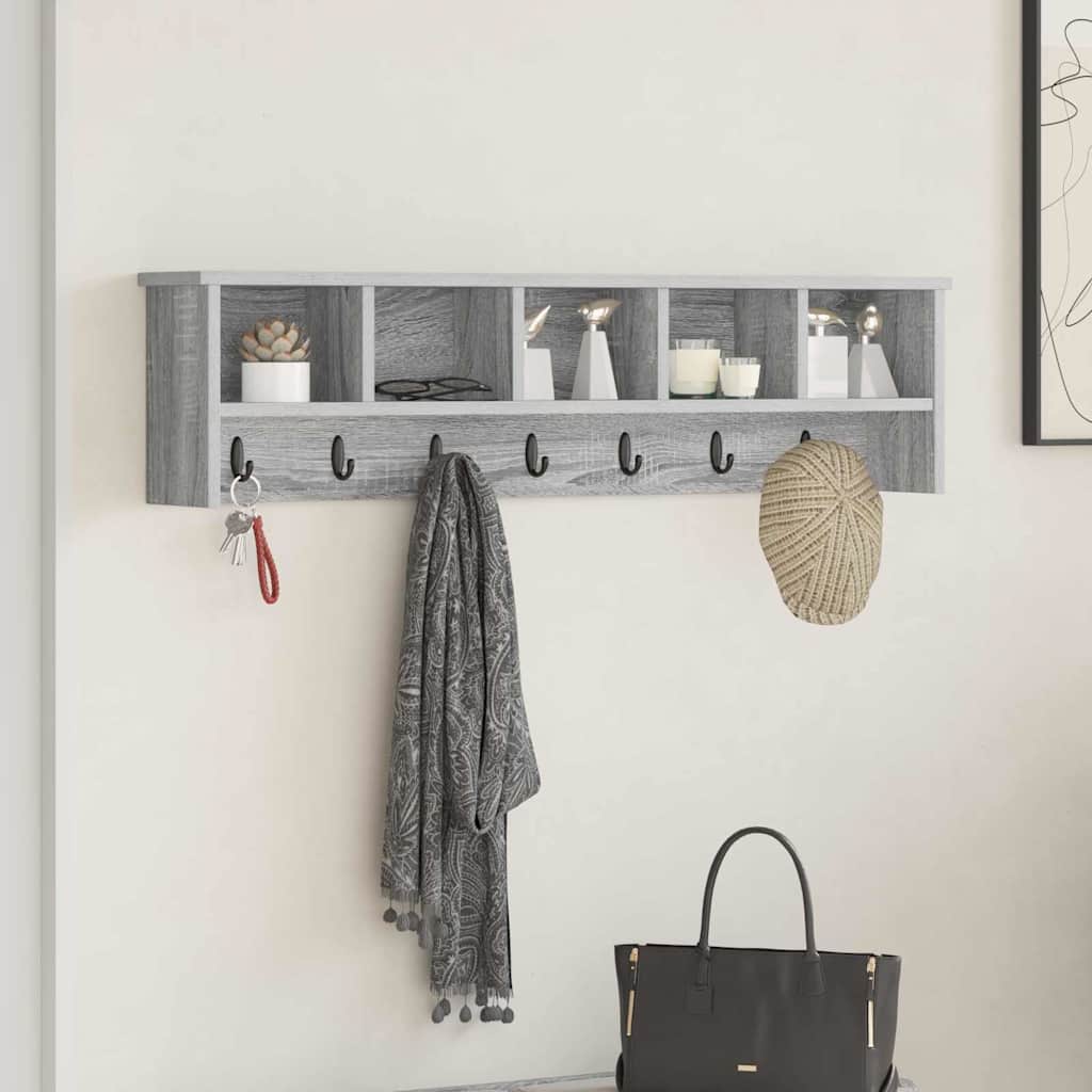 Porte-manteau mural avec étagère Sonoma gris 100 x 16 x 26 cm - XIOS
