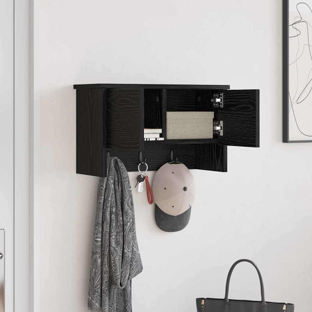 Porte-manteau mural avec étagère Chêne noir 50 x 20 x 30 cm - XIOS