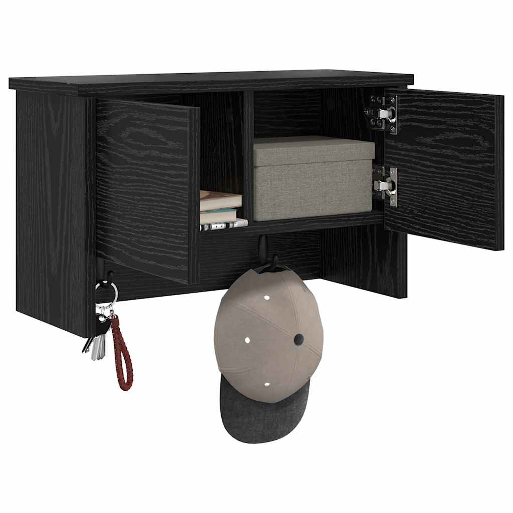 Porte-manteau mural avec étagère Chêne noir 50 x 20 x 30 cm - XIOS