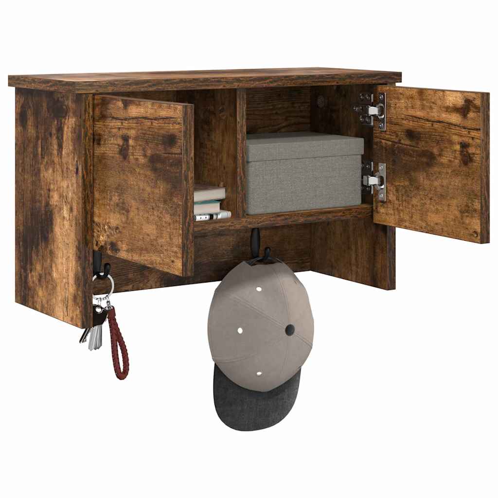 Porte-manteau mural avec étagère Chêne fumé 50 x 20 x 30 cm - XIOS