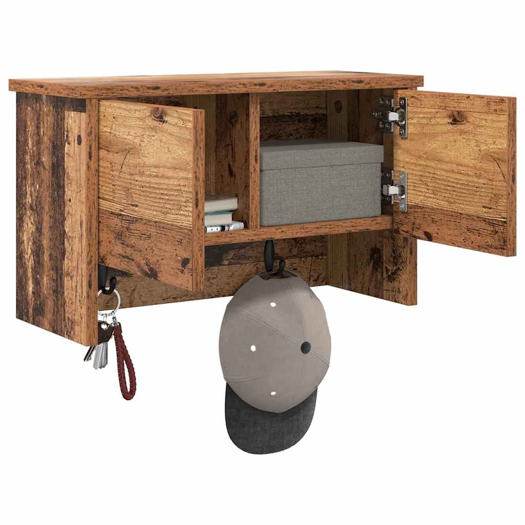 Porte-manteau mural avec étagère Bois ancien 50 x 20 x 30 cm - XIOS