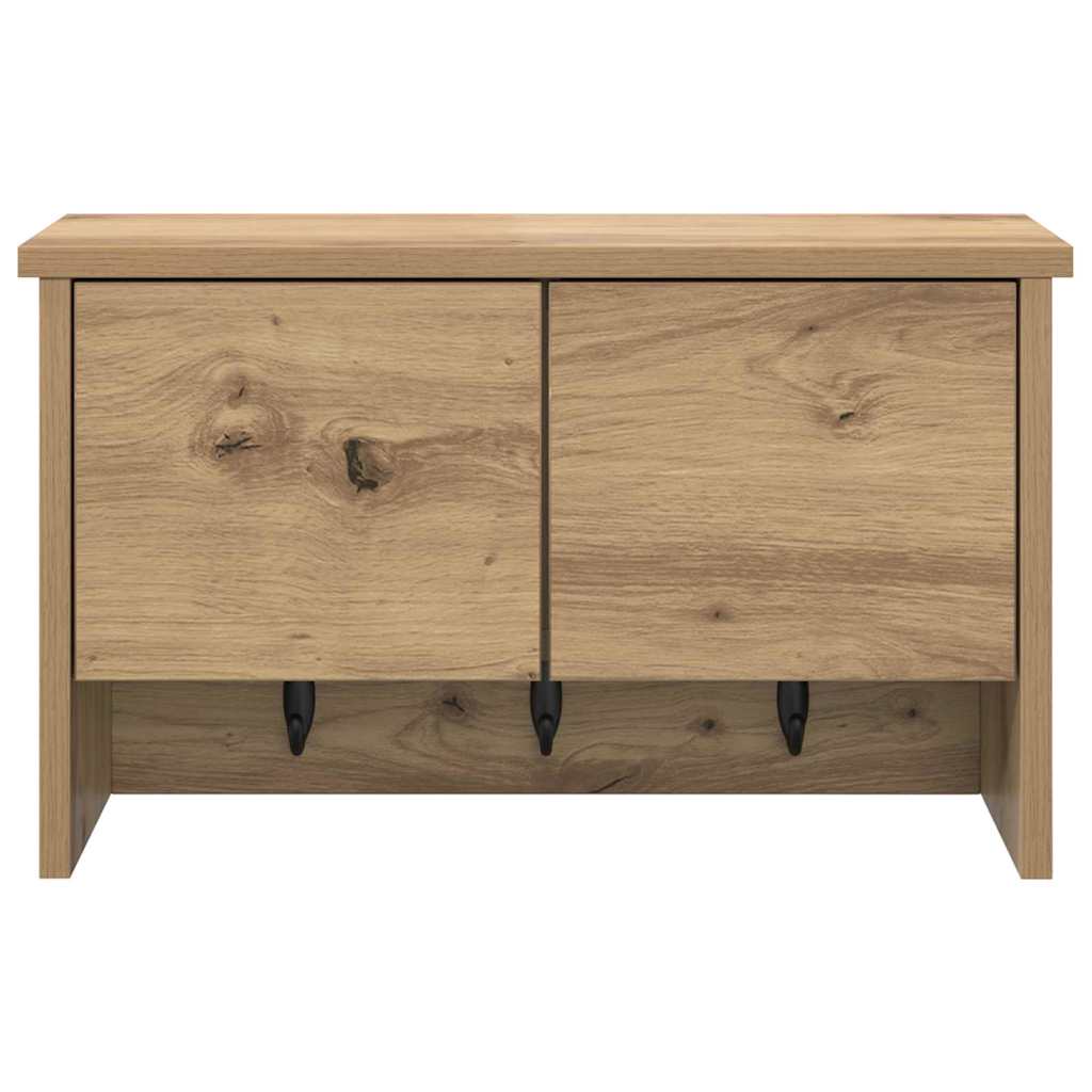 Porte-manteau mural avec porte chêne artisanal 50 x 20 x 30 cm - XIOS