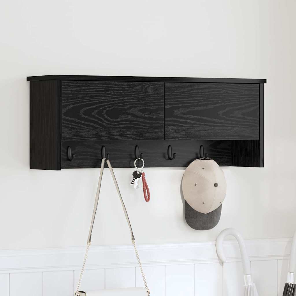 Porte-manteau mural avec étagère Chêne noir 80 x 20 x 30 cm