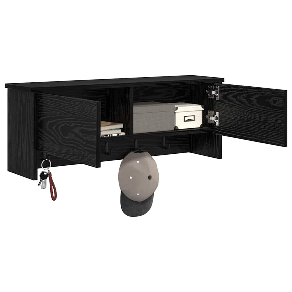 Porte-manteau mural avec étagère Chêne noir 80 x 20 x 30 cm