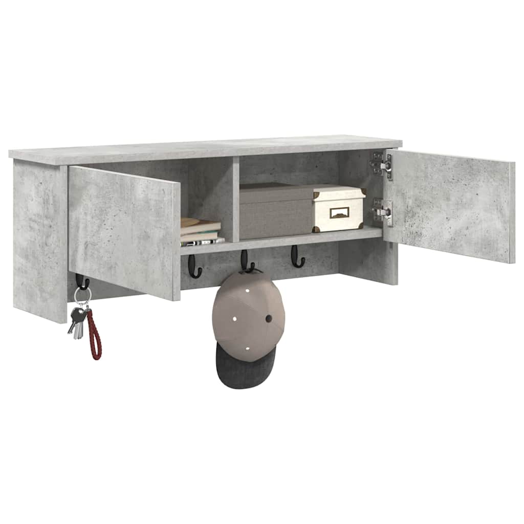 Porte-manteau mural avec étagère Gris béton 80 x 20 x 30 cm