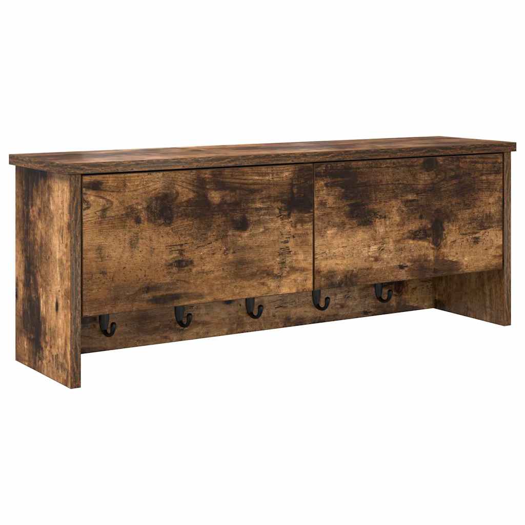 Porte-manteau mural avec étagère Chêne fumé 80 x 20 x 30 cm