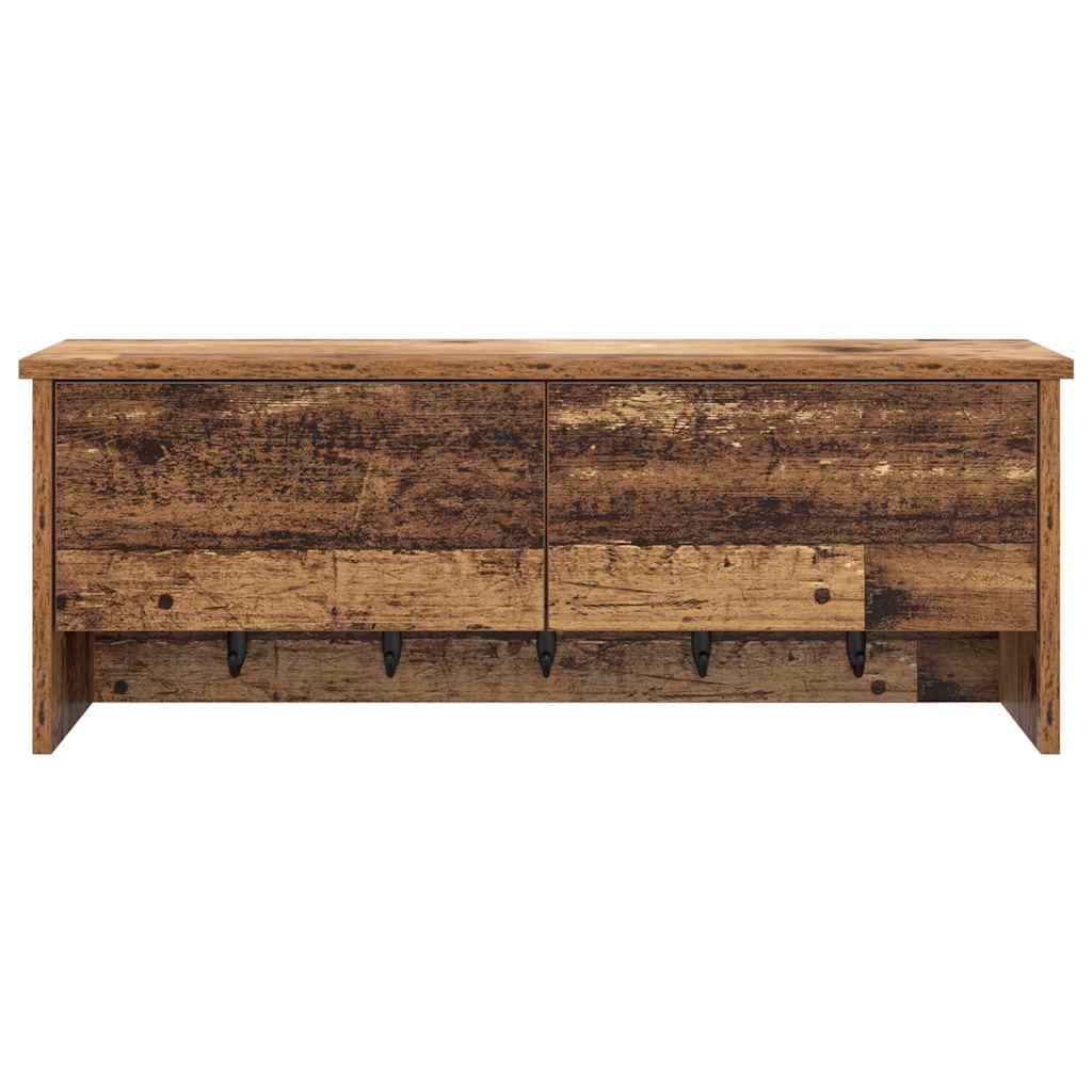 Porte-manteau mural avec étagère Bois ancien 80 x 20 x 30 cm