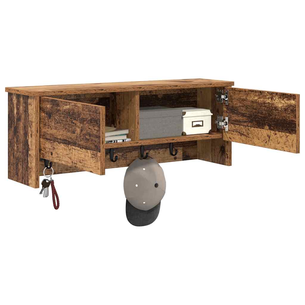 Porte-manteau mural avec étagère Bois ancien 80 x 20 x 30 cm