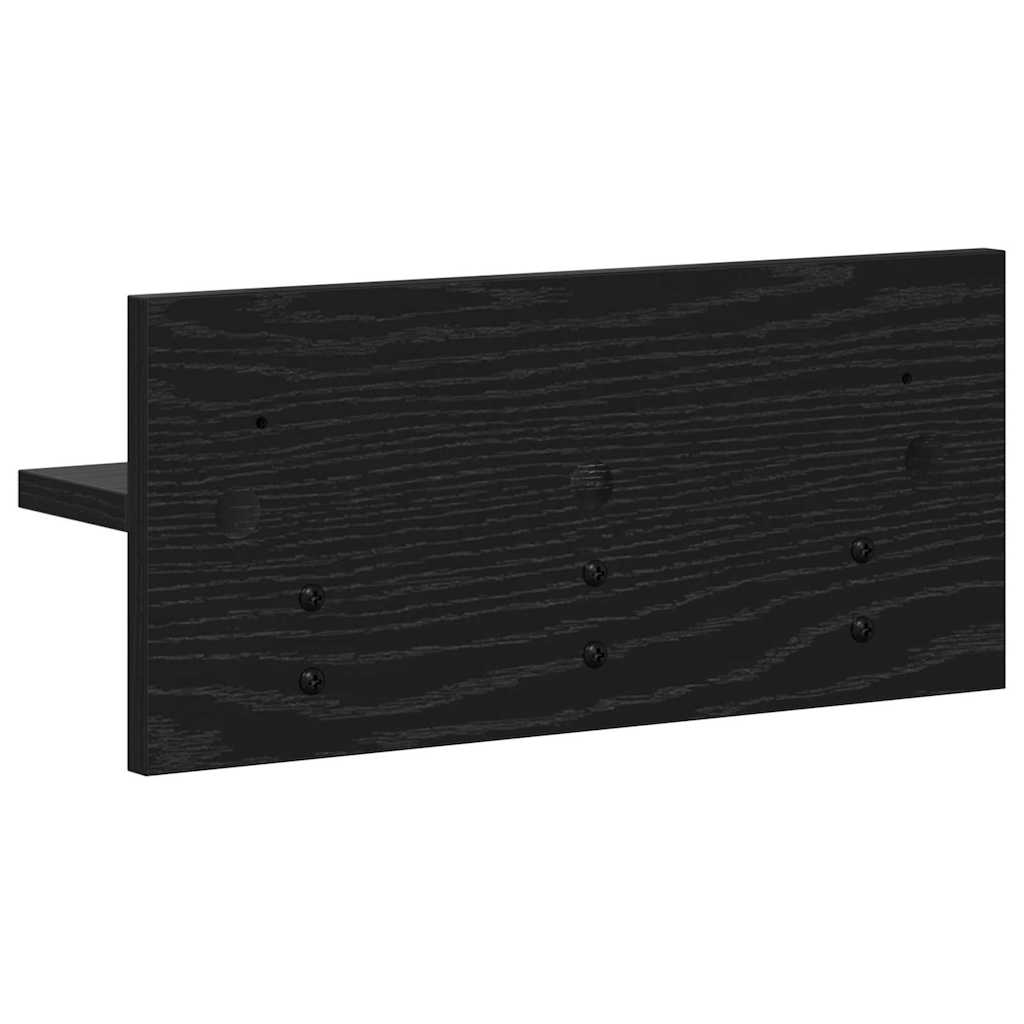 Porte-manteau mural avec étagère Chêne noir 40 x 10.5 x 18 cm