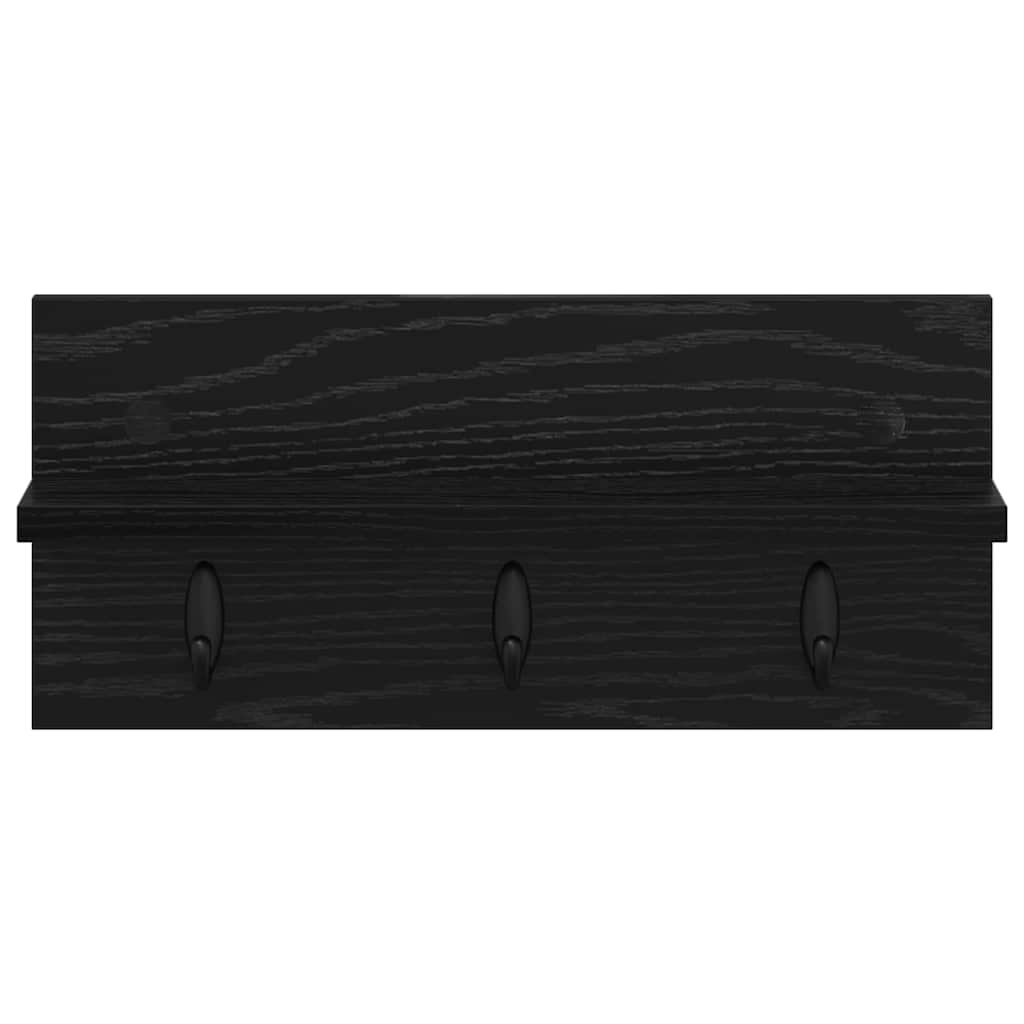 Porte-manteau mural avec étagère Chêne noir 40 x 10.5 x 18 cm