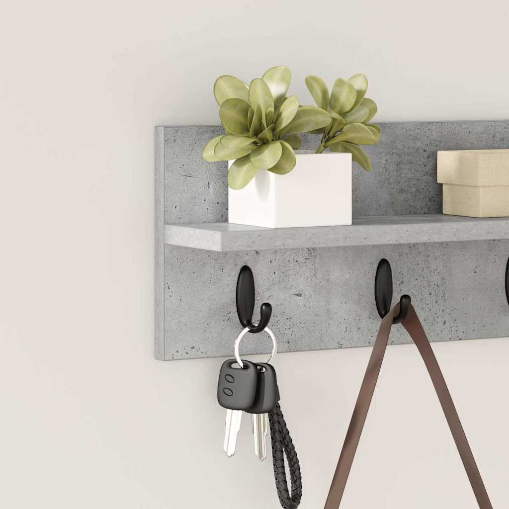 Porte-manteau mural avec étagère Gris béton 40 x 10.5 x 18 cm