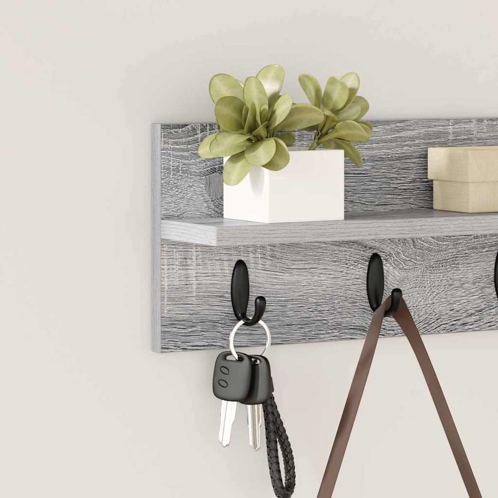 Porte-manteau mural avec étagère Sonoma gris 40 x 10.5 x 18 cm - XIOS