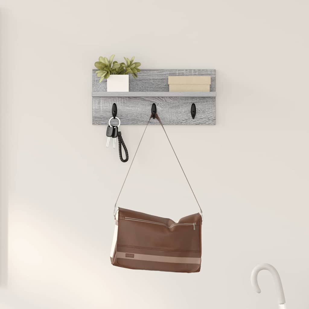 Porte-manteau mural avec étagère Sonoma gris 40 x 10.5 x 18 cm