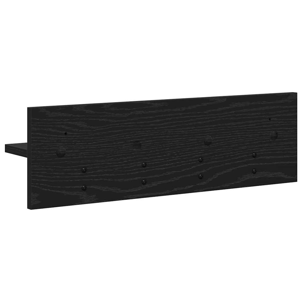 Porte-manteau mural avec étagère Chêne noir 60 x 10.5 x 18 cm