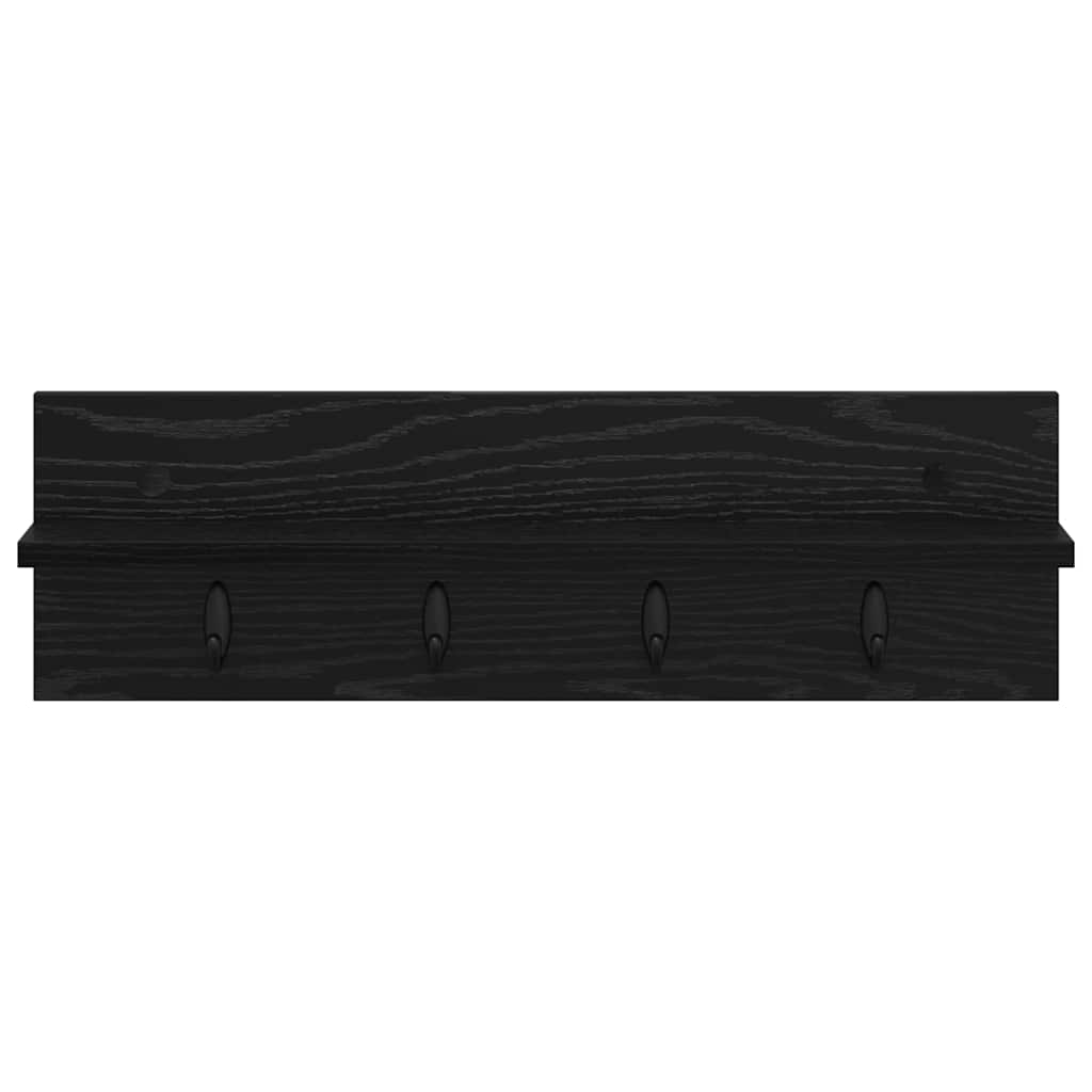 Porte-manteau mural avec étagère Chêne noir 60 x 10.5 x 18 cm
